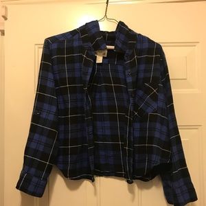 Cropped flannel shirt